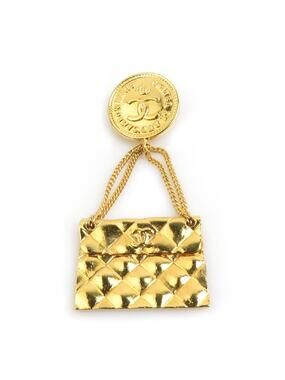 Chanel Cc Logo Brooch Gold-Tone Metal #229225C66B